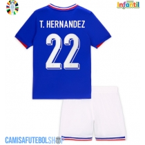 Camisa de time de futebol França Theo Hernandez #22 Replicas 1º Equipamento Infantil Europeu 2024 Manga Curta (+ Calças curtas)